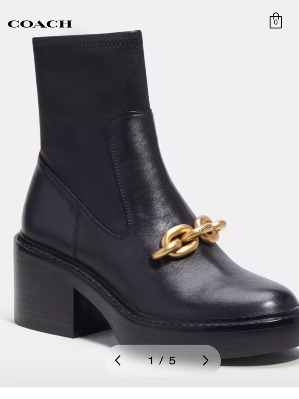 COACH Kenna Boots Black Leather Platform Ankle Bootie size 11 leather - Picture 2 of 15